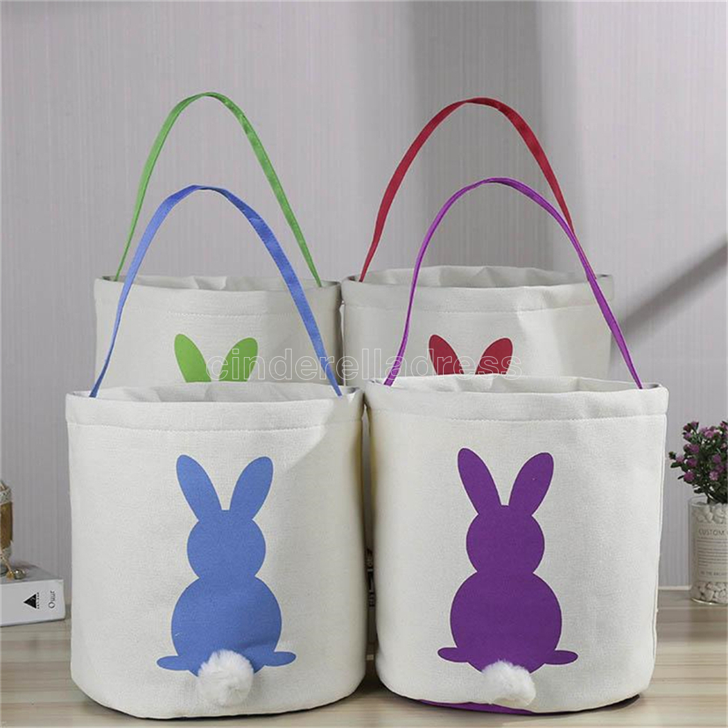 

NEW!!! Easter Rabbit Handbags Party Favor Basket Bunny Bags Printed Canvas Tote Egg Candies Baskets for Kids Cartoon Rabbit Carring Eggs C0124, As pic