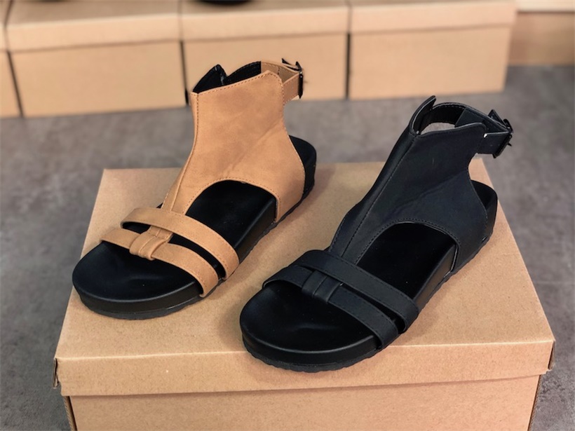 

Black Women High-top Flip-flops Designer Ladies Slippers Flat Summer Fashion Hollow out Buckle Sandals Good Quality Shoes Big Size 016, Color 4