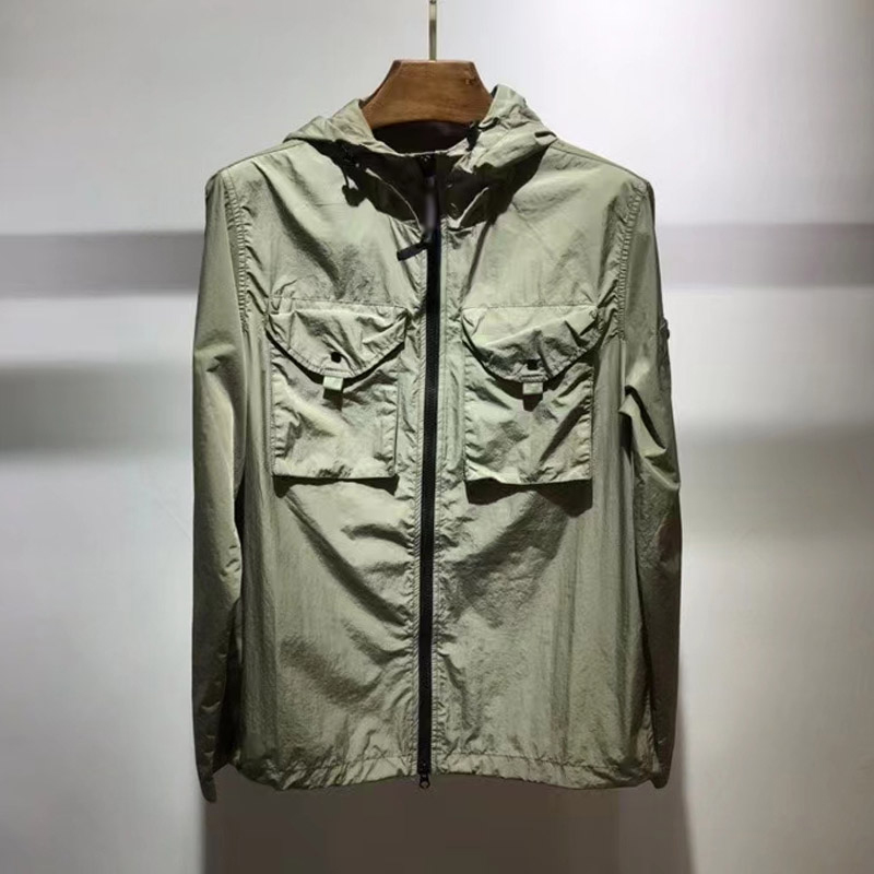 

Jacket Long Seleeve Waterproof Multi Man's Function Pocket Sports Two Outside Pockets Daily Cusual Loose Coat CIGG, Blue-22cp003