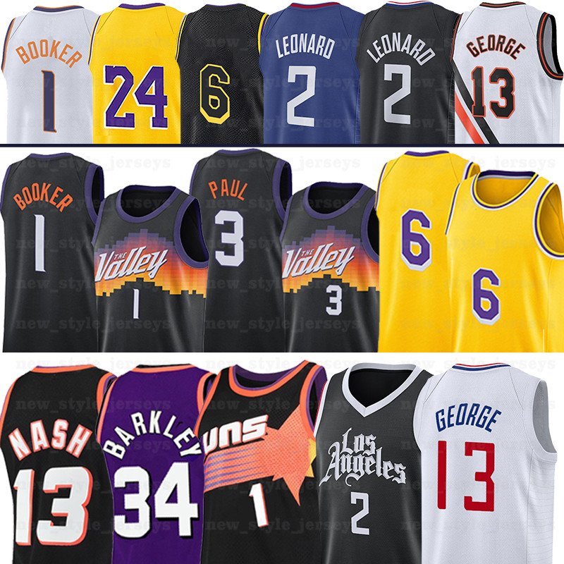 

NCAA 6 LBJ 1 Devin 3 Chris Booker Paul Basketball Jerseys 34 Charles 13 Steve Barkley Nash Kawhi George Leonard Stitched Jerseys, Men