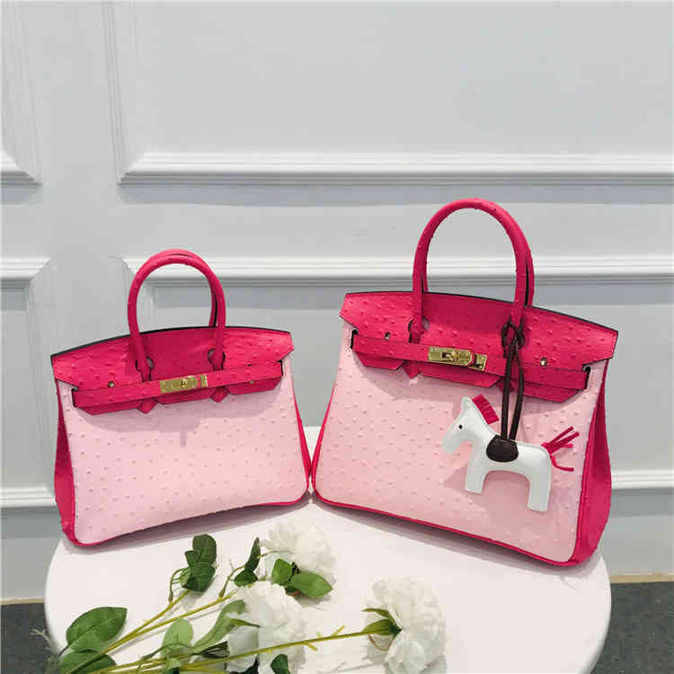 

Herme Bag 2021 new bag with ostrich pattern and color contrast