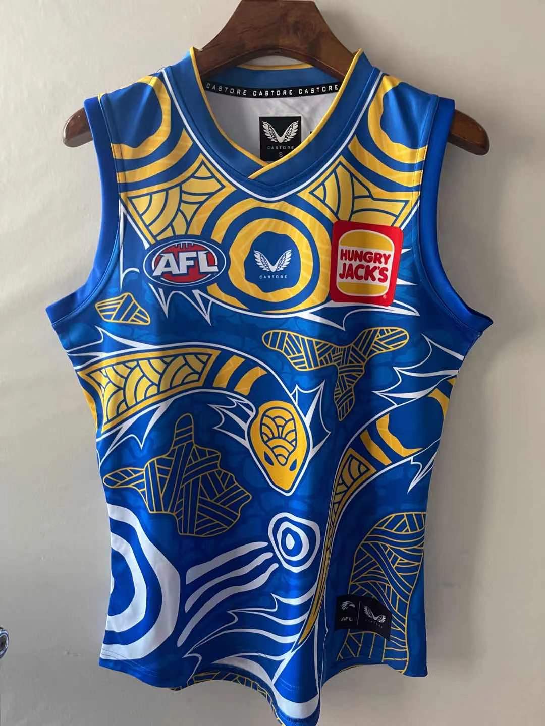 

2021 WEST COAST EAGLES GUERNSEY INDIGENOUS RUGBY JERSEY size S-M--XL-XXL-3XL, Guernsey jersey