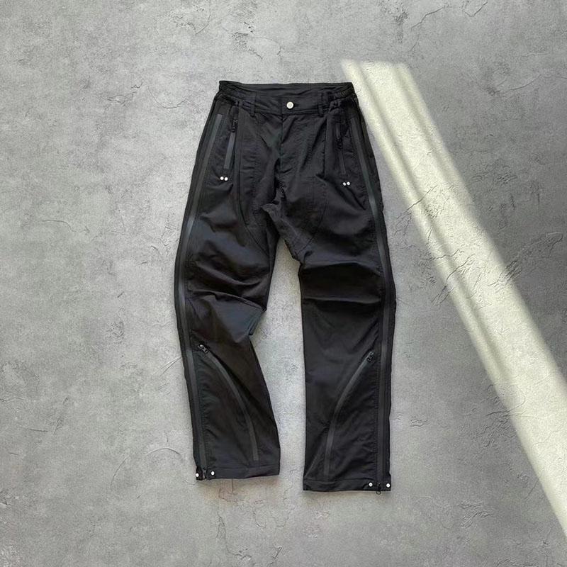 

Men's Pants FAR.ARCHIVE Trousers Side Laminated Zipper Stitching Men Women 1:1 High Quality Street Functional Overalls, Black