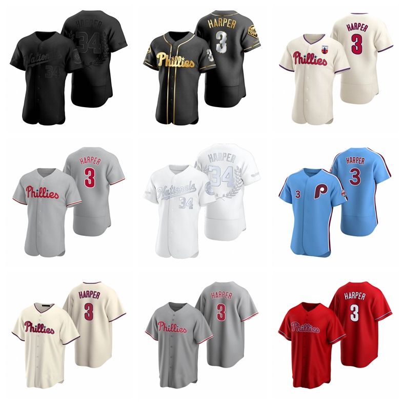 

Philadelphia Phillies Bryce Harper MEN White Home Jersey, Black