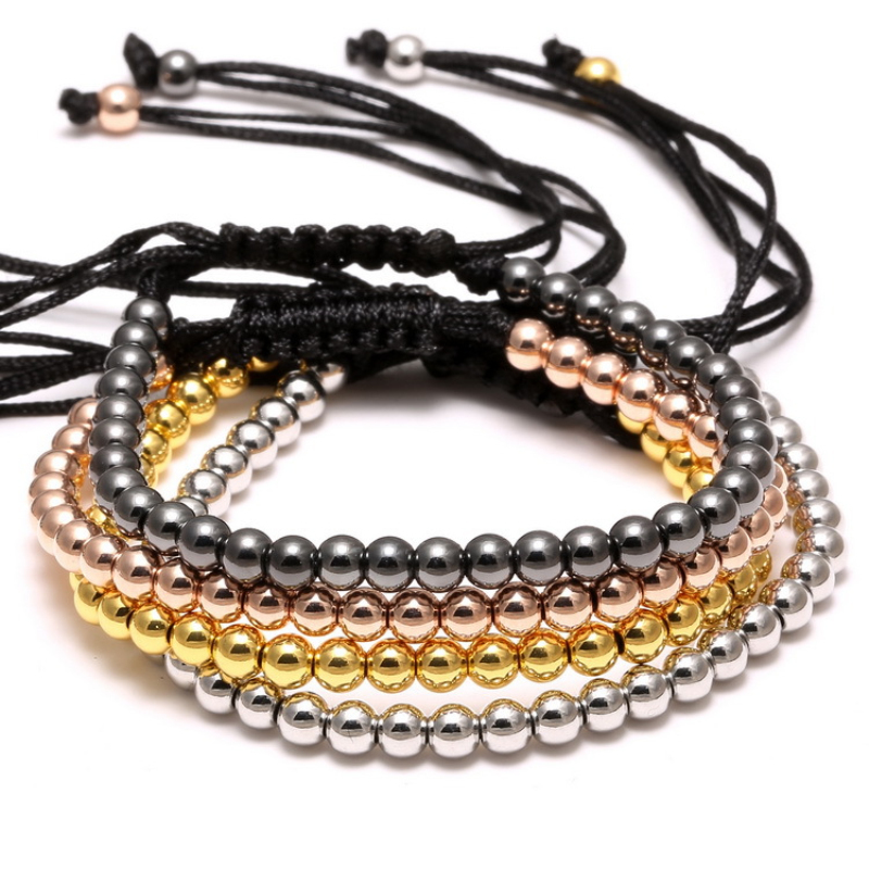Classic Design Handmade 4MM Copper Beads Strand Bracelet Men Women Lovers Jewelry-image-754520471