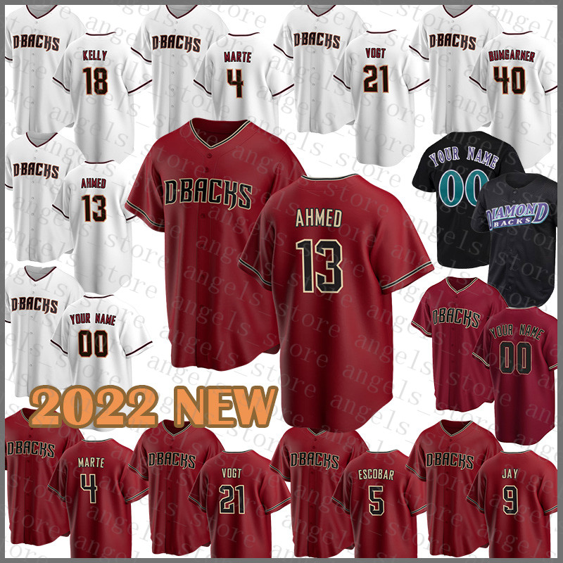 

Arizona Custom Diamondbacks 51 Randy Johnson Baseball Jersey 4 Ketel Marte 21 Stephen Vogt 13 Nick Ahmed 40 Madison Bumgarner Kole Calhoun, Custom(xiangweishe