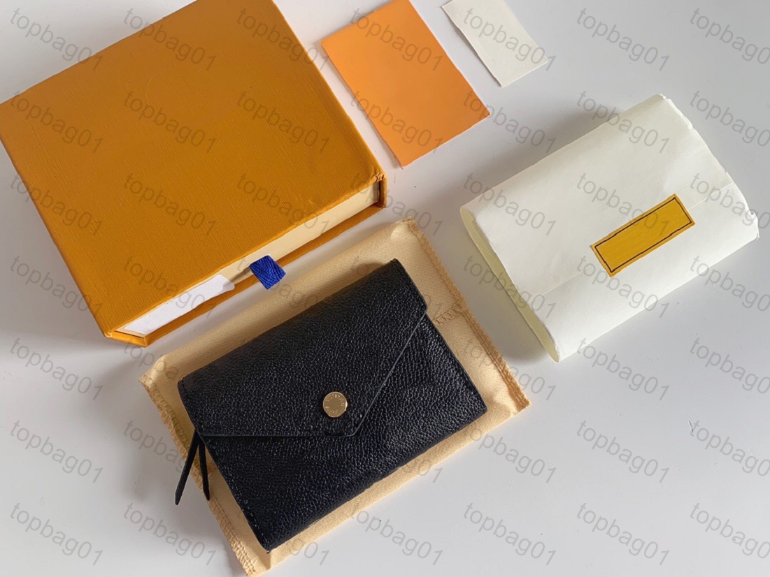 

High Quality Luxurys Designers Wallets Purse Bag Fashion Short Victorine Wallet Embossed Monograms Empreinte Classic Pallas Card Holder Zippy Coin Purses, Black