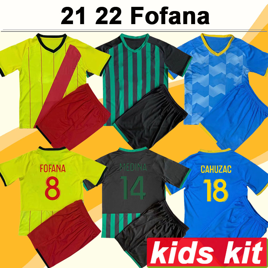 

21 22 RC Lens FOFANA GANAGO KAKUTA Kids Kit Soccer Jerseys MEDINA CAHUZAC SOTOCA CLAUSS Home Away 3rd Football Shirt Short Sleeve Child Uniforms, Tz6143 21 22 home no sokcs