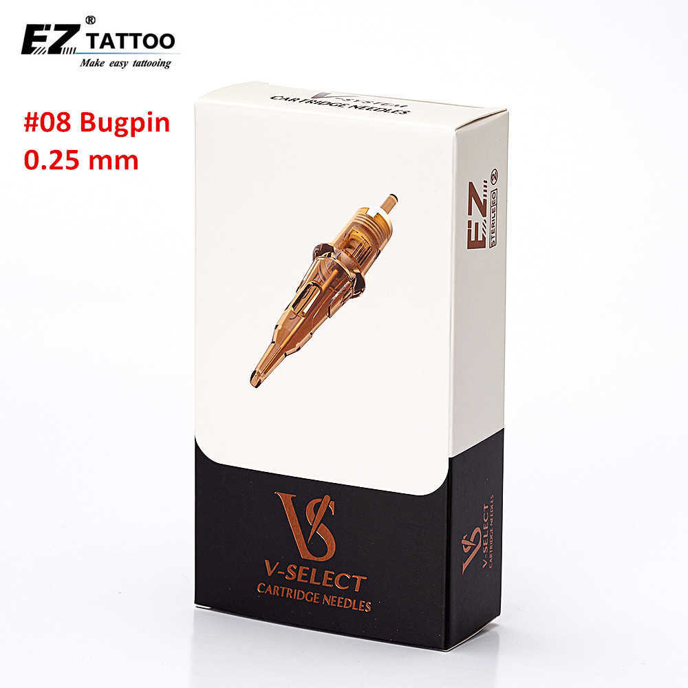 

EZ V-Select Tattoo Cartridge Tattoo Needles #08 0.25mm #06 0.18mm Round Liner Micro Permanent Makup Tattoo accessories20 pcs/Box 210608