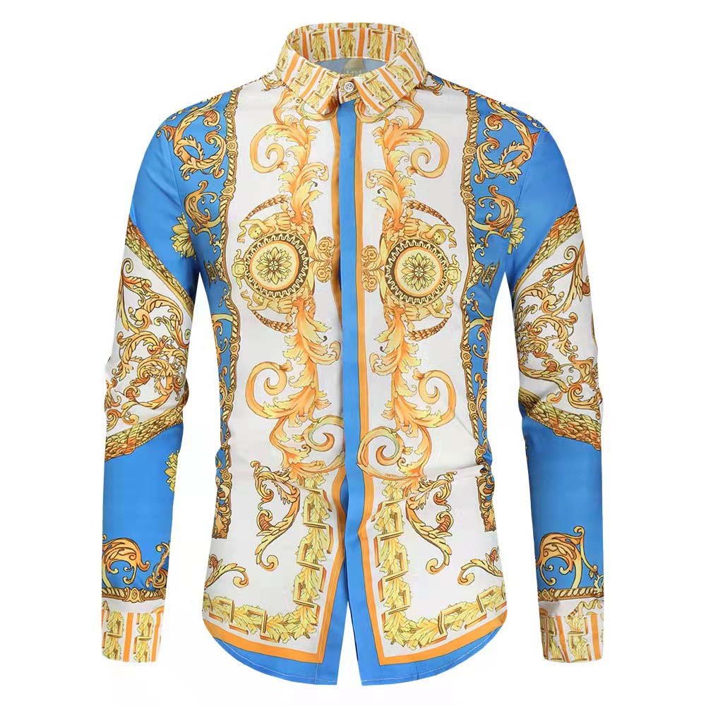 

yearround in stock mens medusa shirt printing new style mens trendy nightclub flower shirt longsleeved mens korean version of the large size shirt m4xl