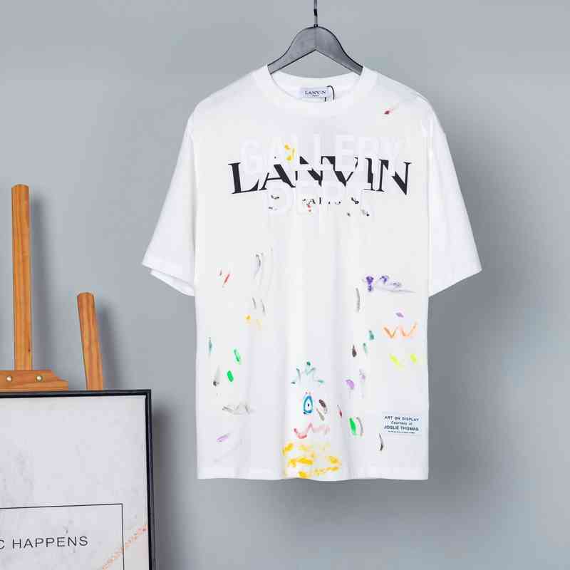 

t shirts gallerydept men' short sleeve Lanvin x limited capsule ink splashing hand-painted oversize short sleeve T-shirt for lovers, White