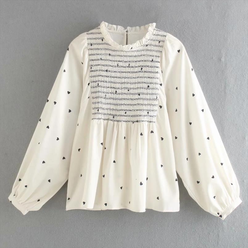 

chic printing splicing casual womens shirts femme lantern sleeve loose blusas s8135 drop, White