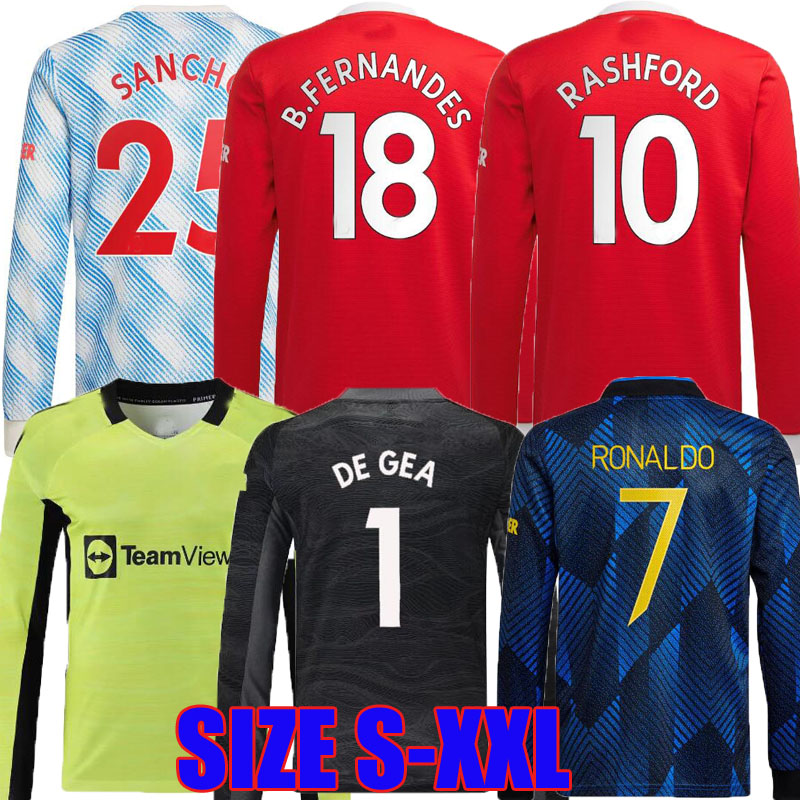 

21 22 RONALDO SANCHO Man long sleeve goalkeeper de gea soccer jerseys 2021 2022 R. Varane B. FERNANDES POGBA RASHFORD Greenwood UNITED women football shirt, Gk green
