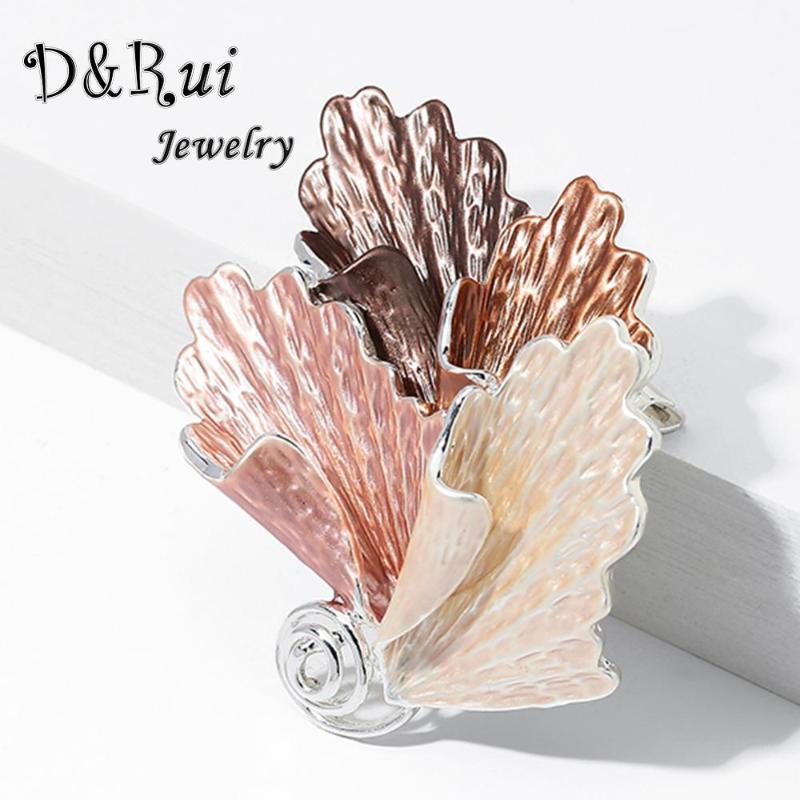 

Pins, Brooches D&Rui Jewelry Large Leaf Pins Coat Design Accessories Trendy Alloy Metal Pin Enamel Winter Banquet Brooch, Gray