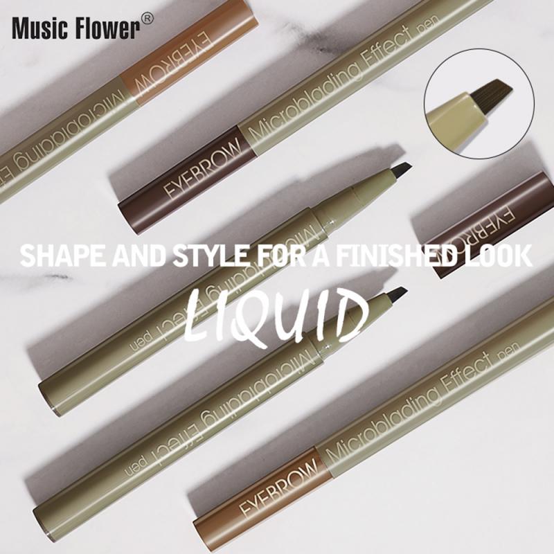 

Music Flower 3 Color Eyebrow Pen Pencil Matte Natural Long-lasting Faterproof Microblading Effect Super Durable Makeup 1427, 01 grey brown
