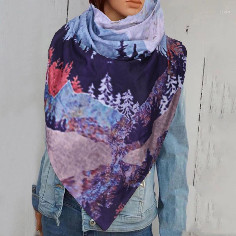 

Scarves 2021 Design Print Shawls Pashmina Cashmere Foulard Women's Elegant Ladies Thick Warm Button Soft Wraps Scarf, Blue;gray