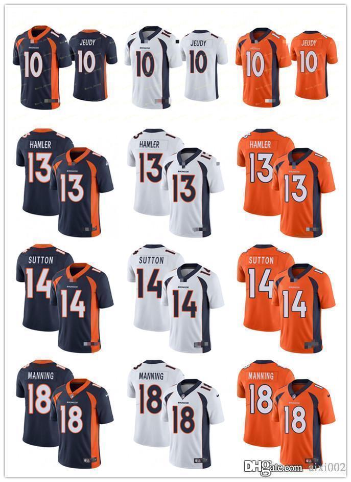 

Mens Womens Youth Denver Broncos 10 Jerry Jeudy 18 Peyton Manning 13 KJ Hamler 14 Courtland Sutton Orange Football Jerseys, Black;red