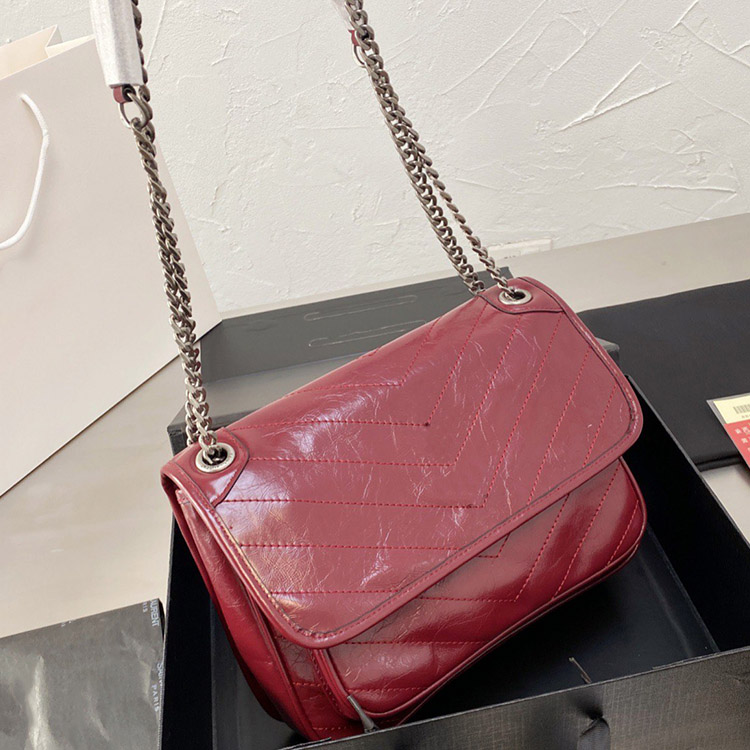 

Classic messenger bag YL ladies shoulder bags designer chain purses Zig Zag pattern Cow leather High quality size 28cm, Black