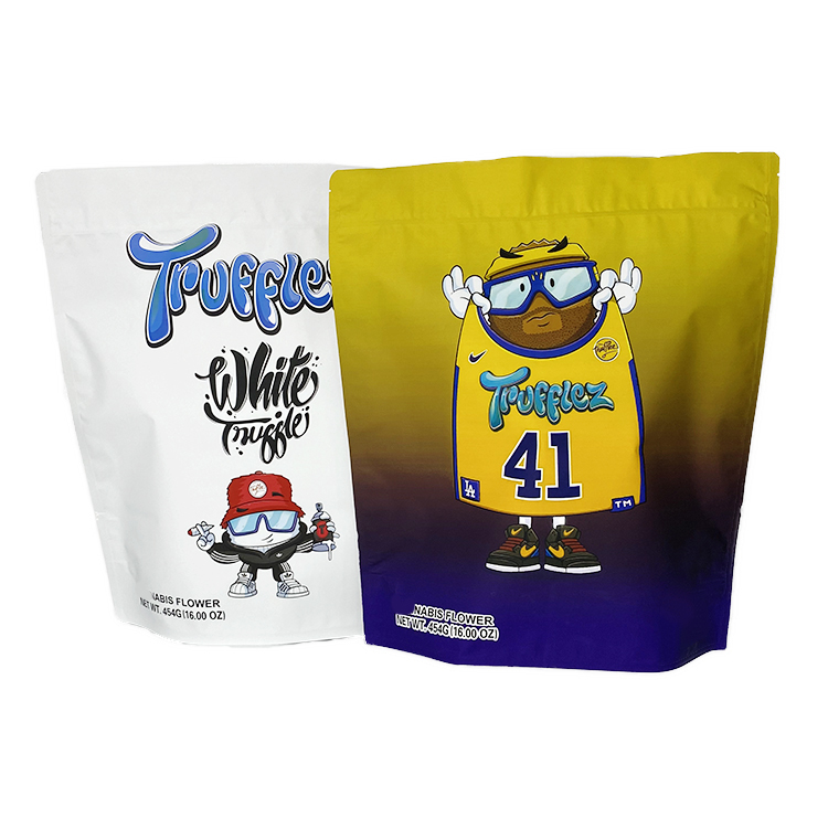 

Food grade 1 Pound Trufflez flower mylar bags soft touch material plastic bag with child proof zipper