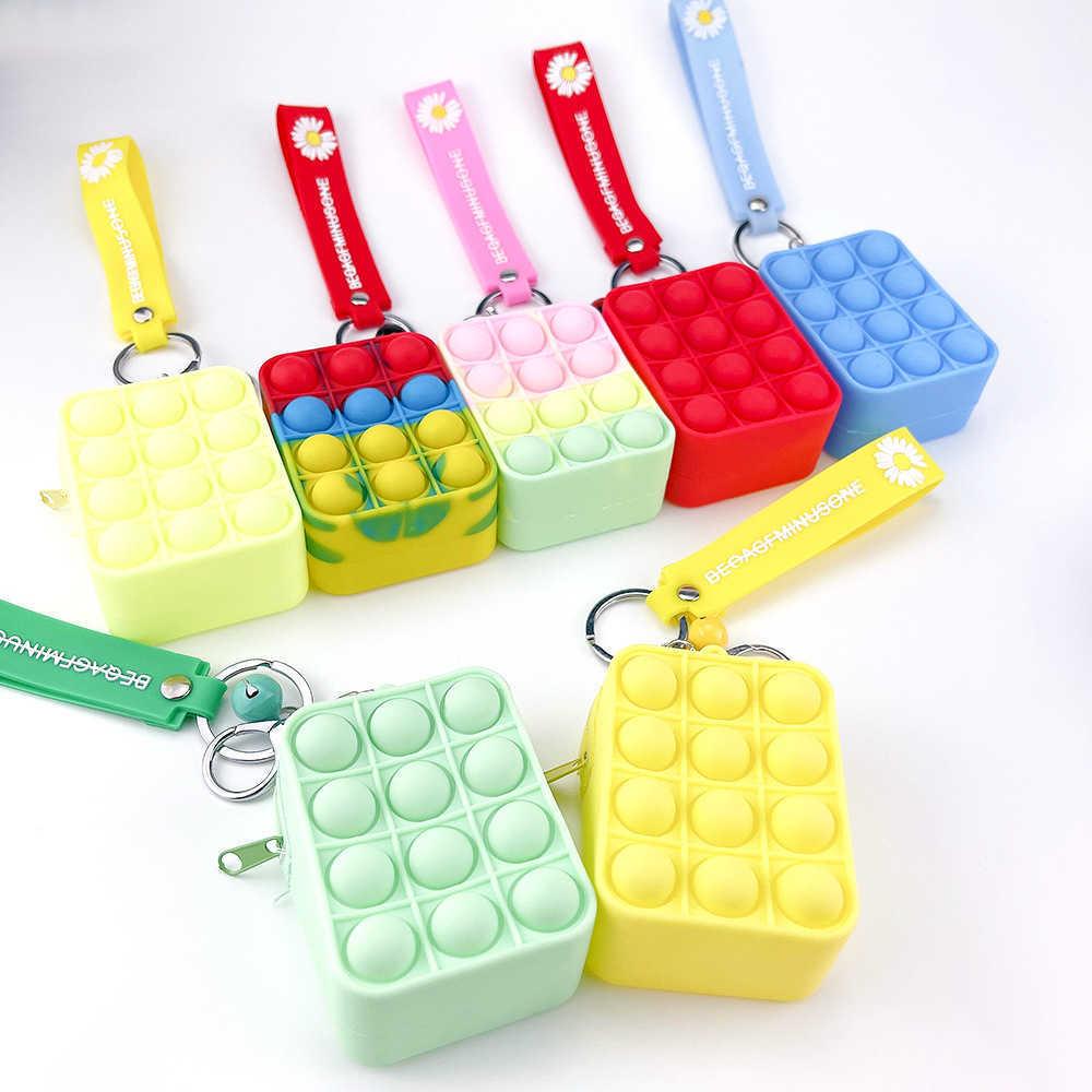 

Decompression Toys KeyChain Silicone Storage Bag Pendant Key Chains Finger Push Bubble Fidget Toy Zero Wallet For Adults Children Gifts