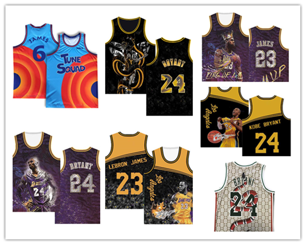 

2021 mens basketball jersey Latest Tunes squad #6 LBJ Space Jam 2 Movie Jersey size-S-XXL, Black;red