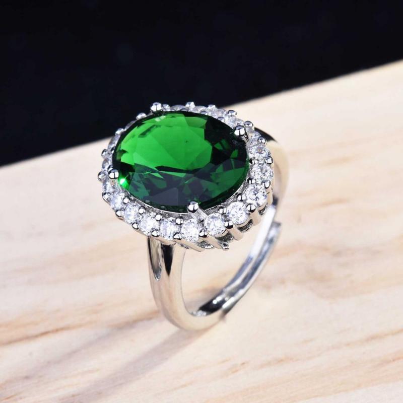 

Cluster Rings Oval Rubymaline Gem Colorful Treasure Opening Adjustable Ring Emerald Inlay Zircon S925 Silver Color Jewelry For Woman, Golden;silver