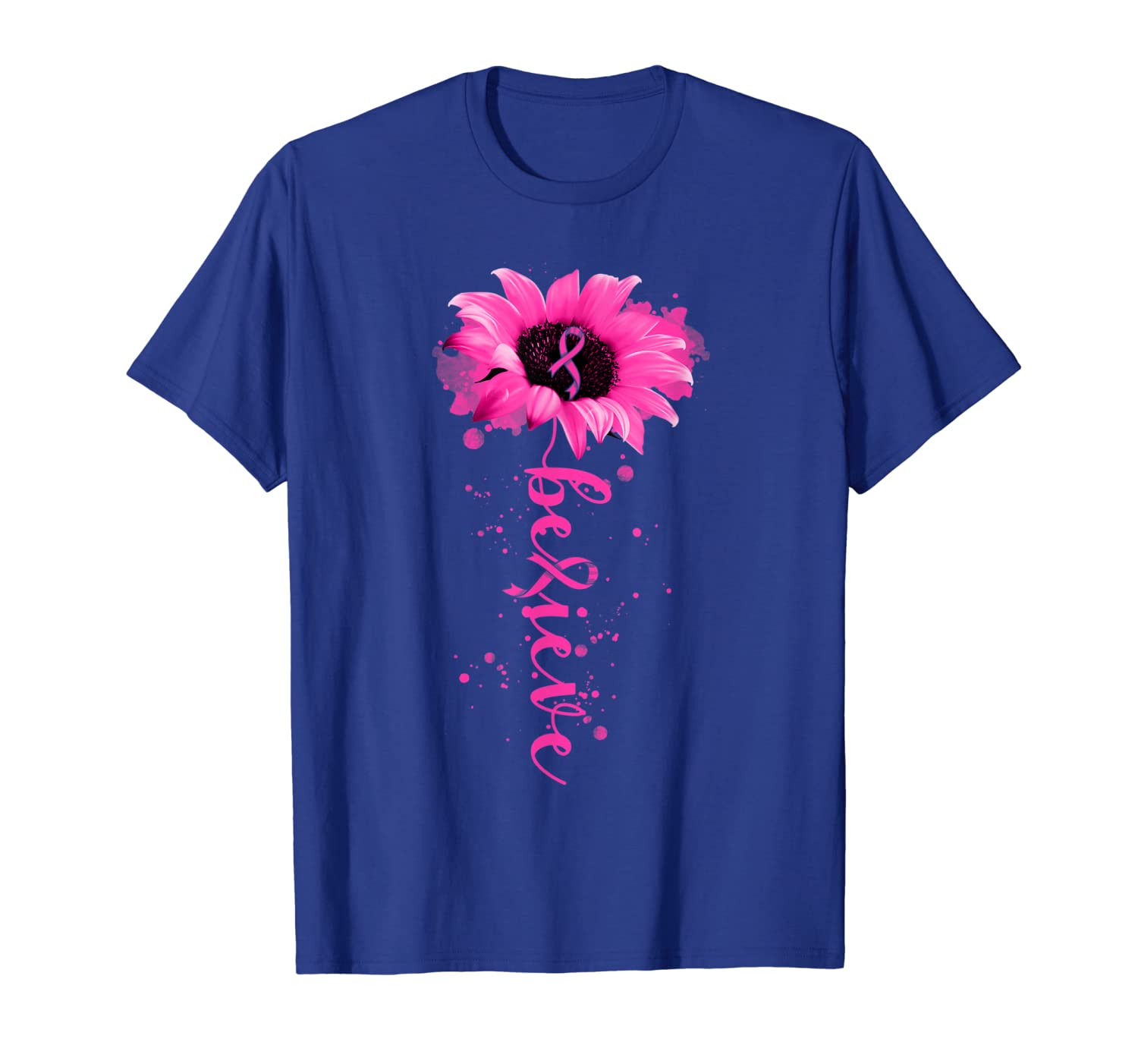 

believe sunflower breast cancer awareness t-shirt, White;black