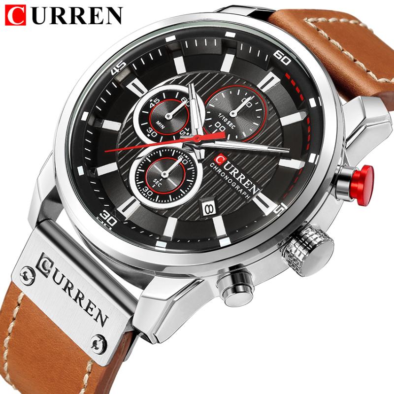 

Wristwatches CURREN Watch Men Fashion Casual Top Brand Sport Watches Men's Quartz Clock Leather Strap Waterproof Date Wristwatch Reloj Hombr, Brown brown gold