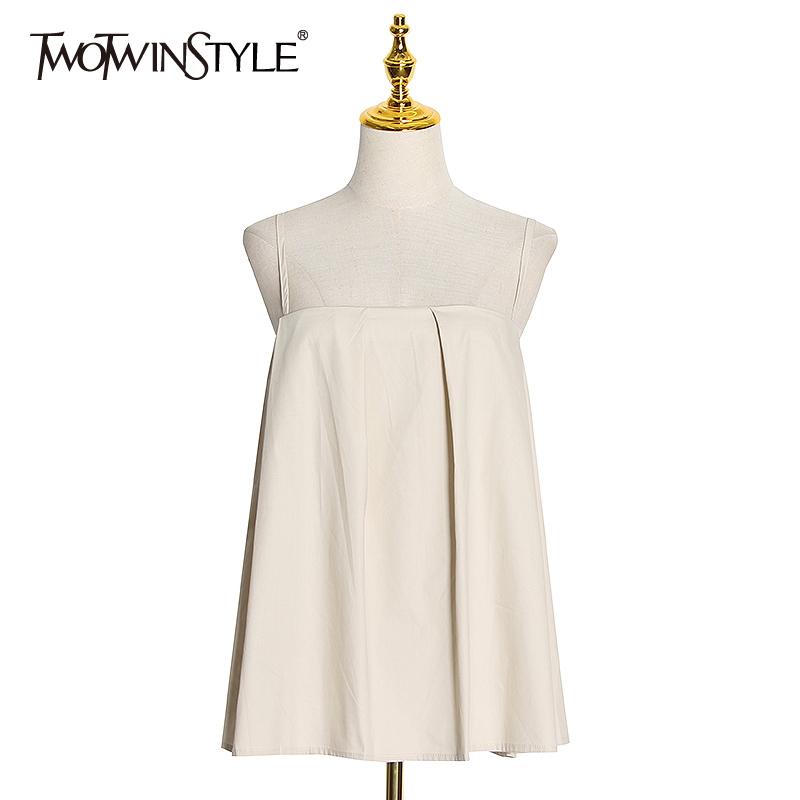 

Summer Sling Vest For Women Square Collar Sleeveless Loose Oversized Backless Korean Vests Female Clothing 210524, White