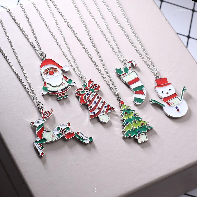 

Fashion Simple Christmas Sticker Printing Necklace Painting Oil Stickers Pendant Holiday Gift1