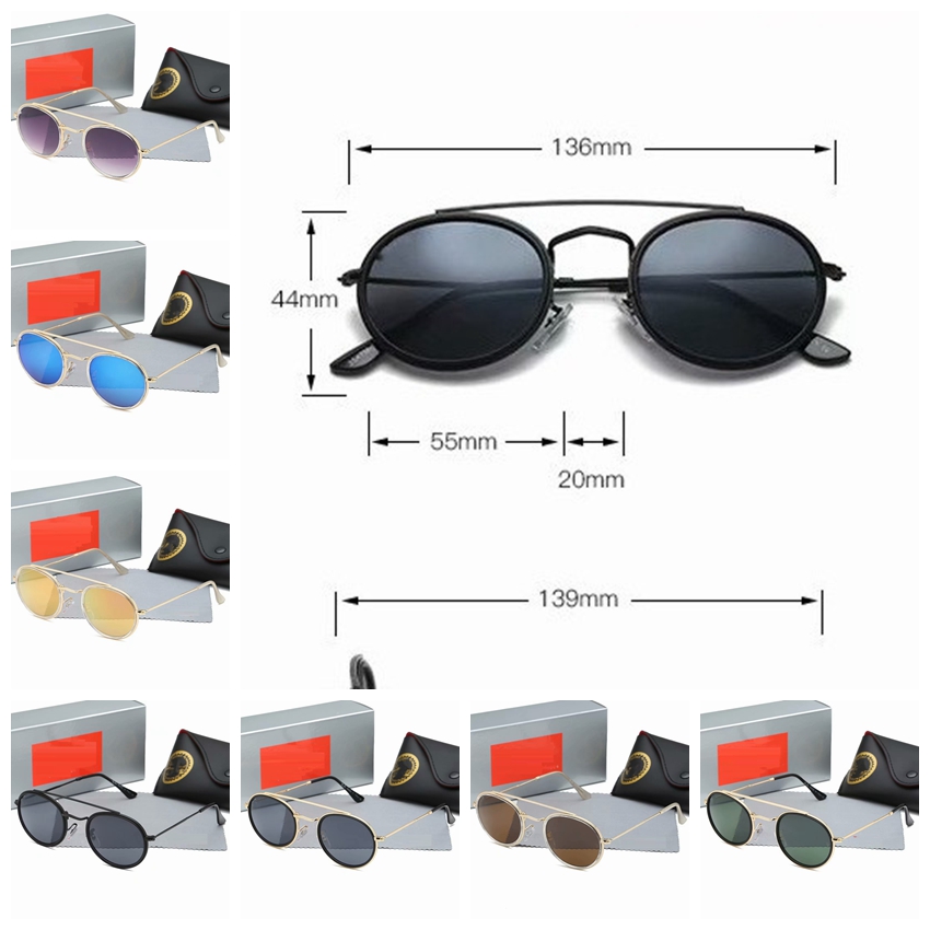 

round sunglasses double bridge With logo for Men Women Fashion sun glass Top quality Bland luxury designer UV400 Metal frame 3547 weight 22g Original Box and Case