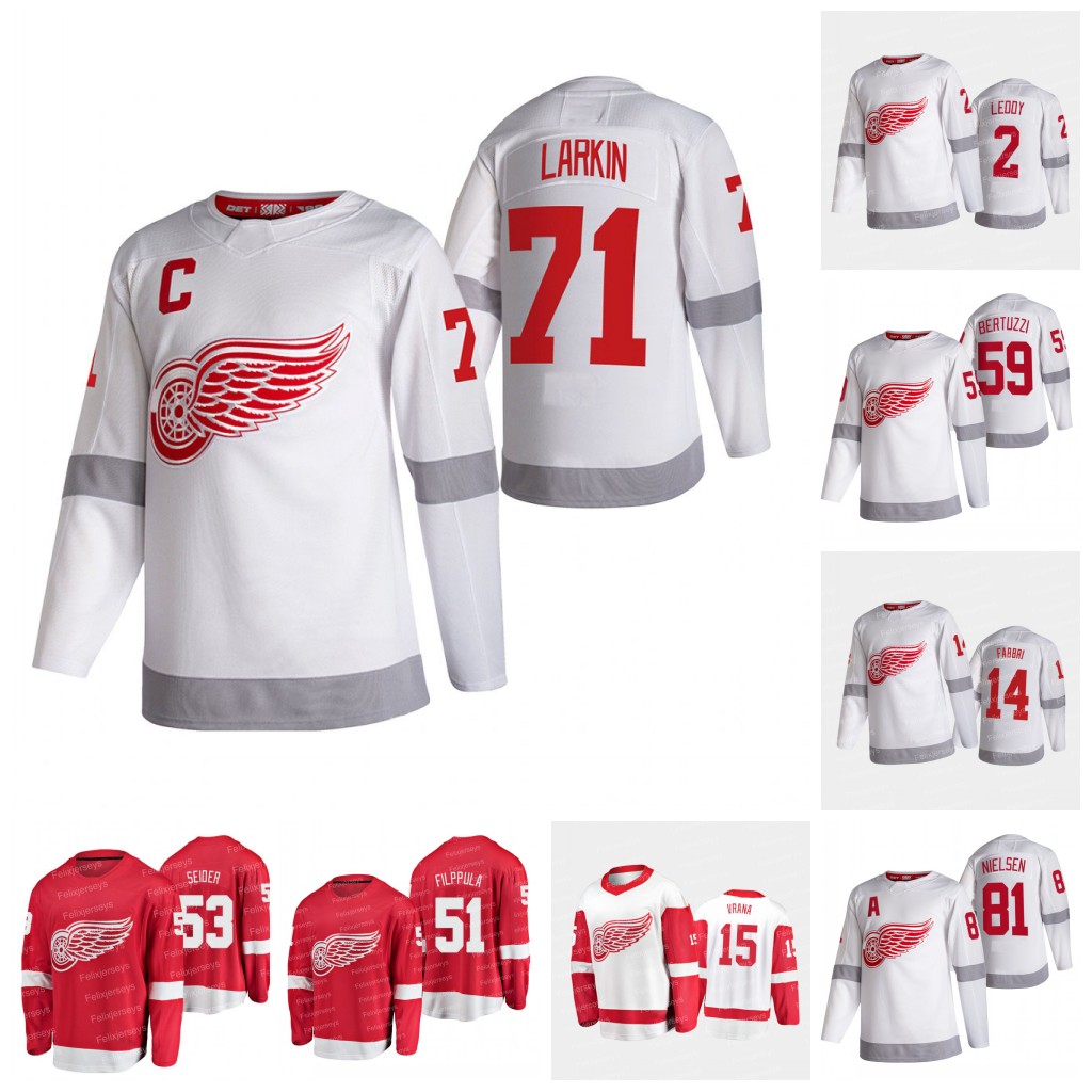 

53 Moritz Seider Detroit Red Wings Jersey Nick Leddy Tyler Bertuzzi Dylan Larkin Justin Abdelkader Robby Fabbri Jakub Vrana Valtteri Filppula Frans Nielsen, Red men: size s-3xl