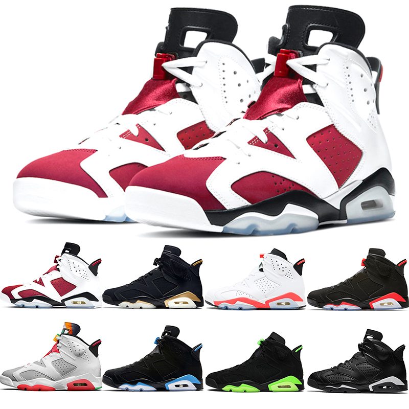 

2021 Basketball Shoes 6 6s Carmine DMP Hare Infrared Triple Black Cat Electric Green Mens Trainers Sports Sneakers Size 40-46, #6 unc 36-46