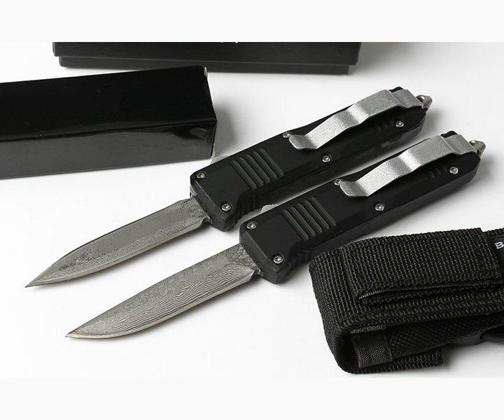 

7inch Butterfly BM C07 Damascus drop D/E Blade Pocket Knife Zinc Alloy Handle Dual Action Tactical Hunting Fishing EDC Survival Tool Knives