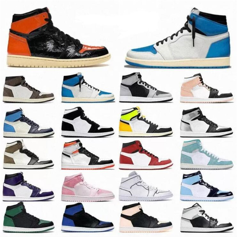 

Jumpman 1 Mid Basketball Shoes Women Mens Designers Sneaker Retro Vintage Leather Running Shoes University Blue Hyper Royal UNC Turbo GYM Sneakers Sports Trainers #7, Fill postage