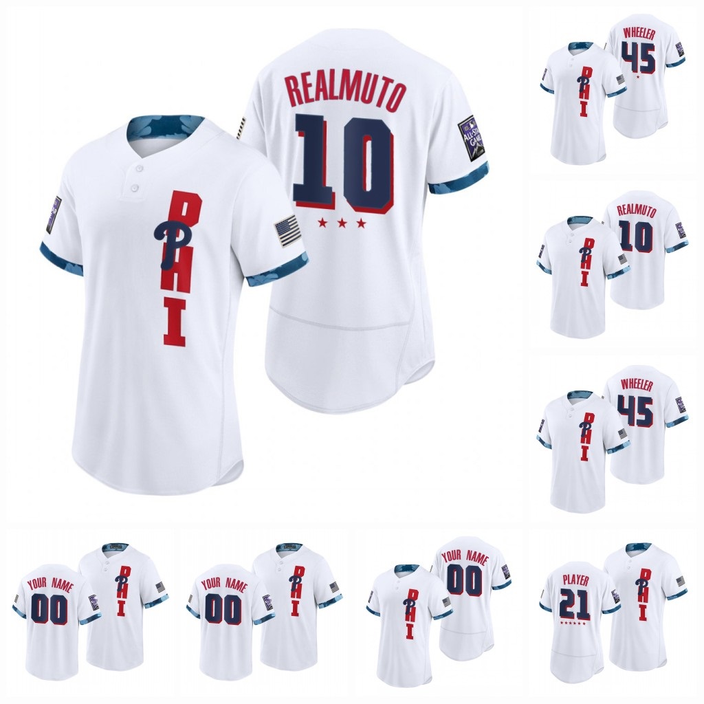 

Phillies Harper 2021 All-Star Game Rhys Hoskins JT Realmuto Didi Gregorius Zack Wheeler Andrew Jean Segura Odubel Herrera Kingery Jersey, White cool base mens s-xxxl
