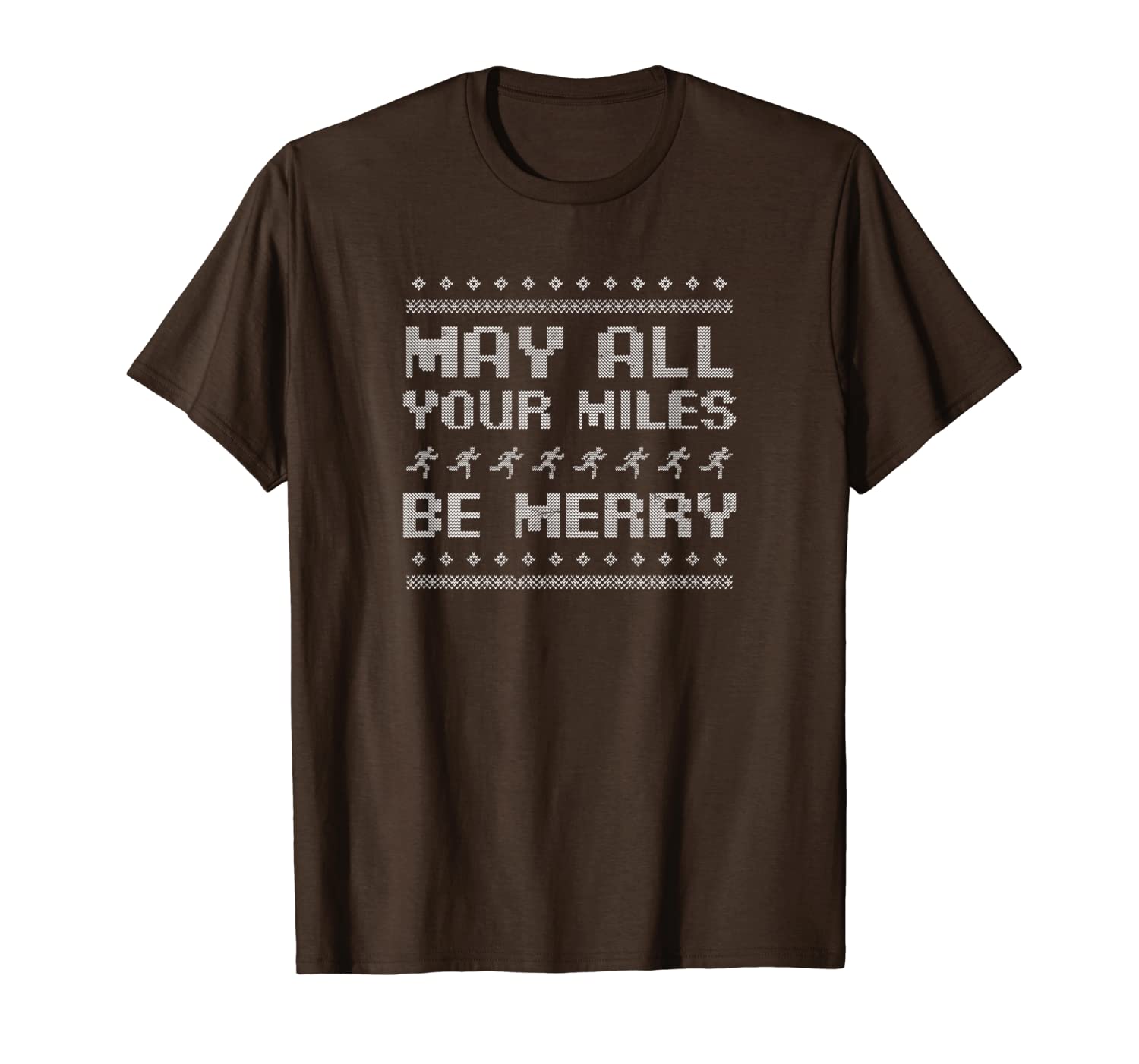 

ugly sweater running design may your miles be merry gift t-shirt, White;black
