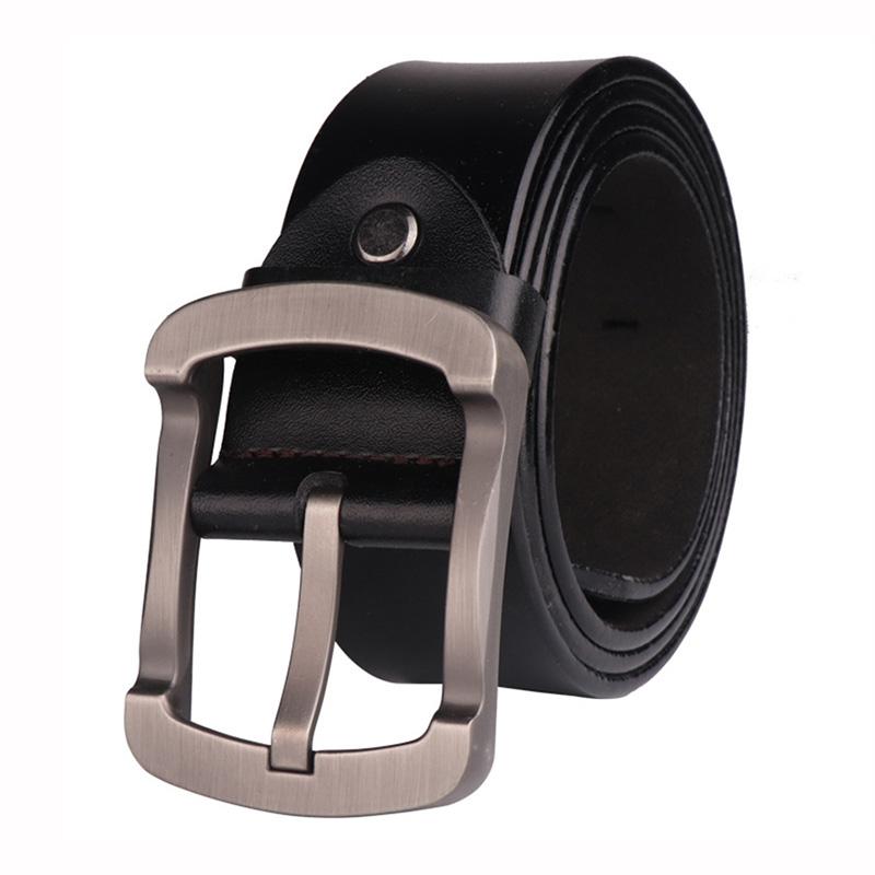 

Belts 2021 Large Size Genuine Leather Men Belt Designer High Quality Pin Buckle Fashion Cowskin Male, Black