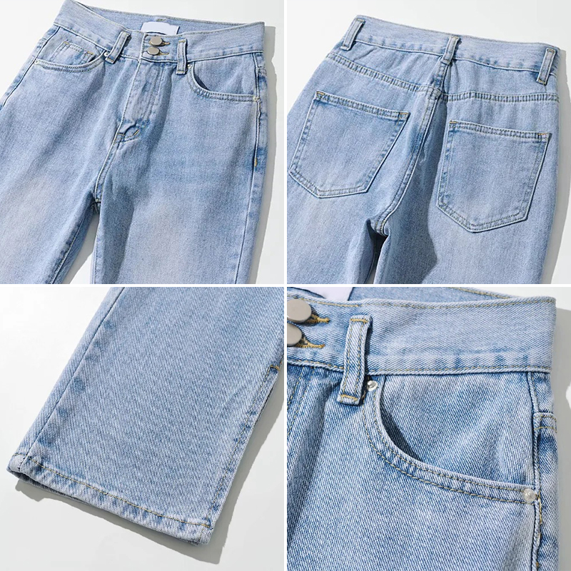 

2011goplus jeans woman high waist jeans streetwear light blue denim trousers vintage split flare pants women korean pantalon femme