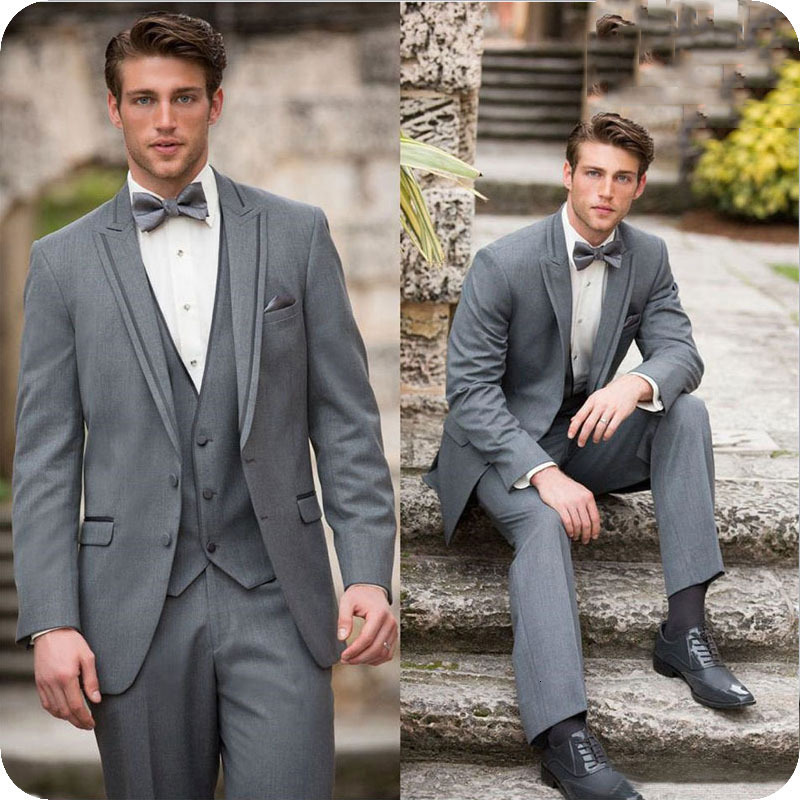 

Men's Suits & Blazers Italian Grey Mens High Quality Slim Fit Groom Tuxedos Groomsmen Wedding Party Best Man 2Pieces Jacket Pants, Gray