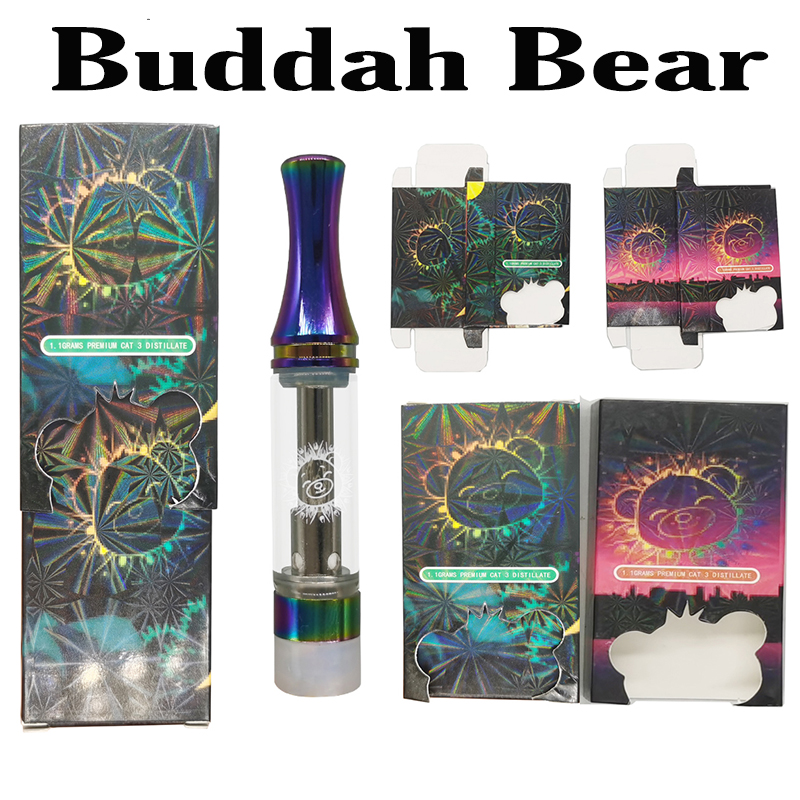 

Buddah Bear Carts Vape Cartridges 0.8ML Atomizers Rainbow Screw Tops Disposable Vapes Devices 510 Battery Pen Thick Oil Vaporizer Custom Emp
