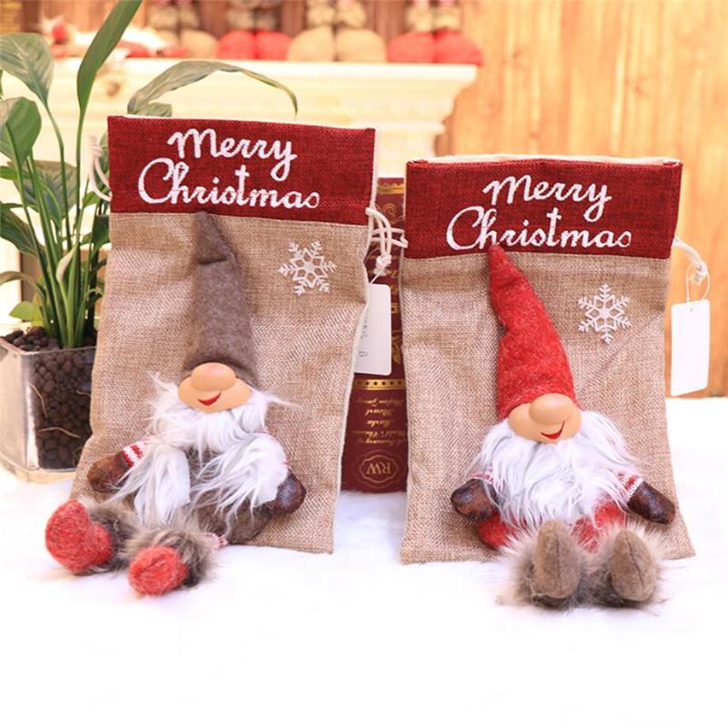 

Christmas Decorations Gift Bag Candy Linen Cartoon Faceless Old Man Creative Home Decoration Two Colors Optional
