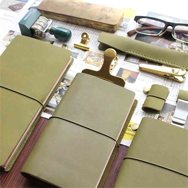 

Fromthenon Travelers Notebook Olive Green Leather Planner Cowhide Note For Midori Diary Traveler Personal Journal 210611