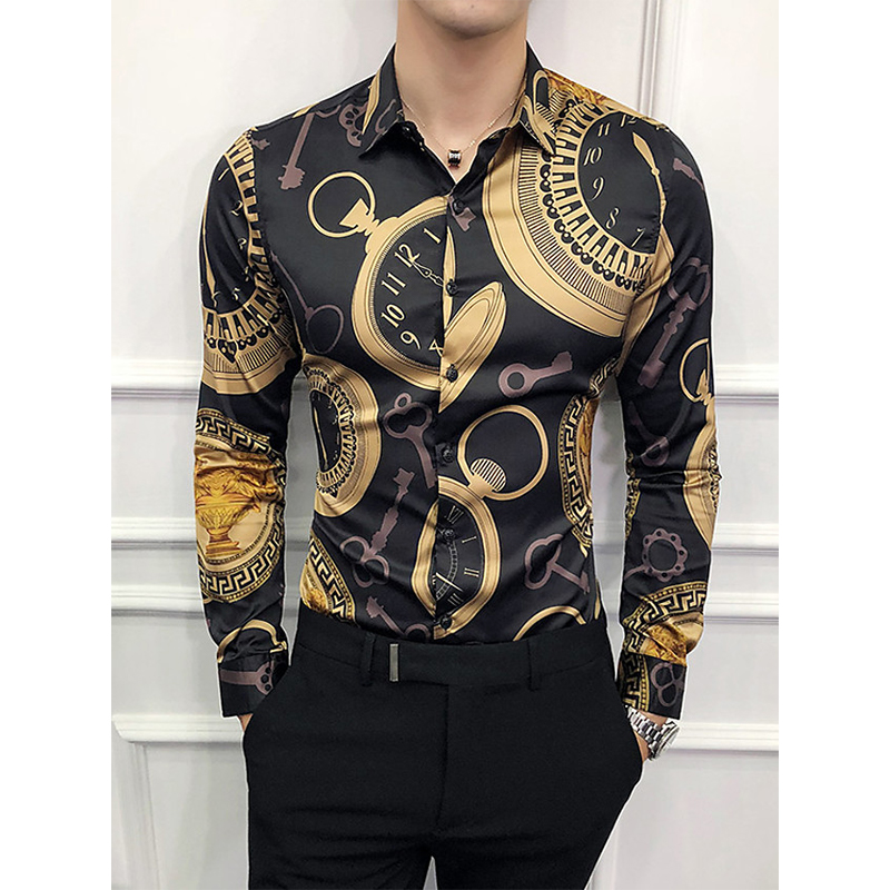 

construct tribal men' long sleeved shirt high quality comfortable fit fashion retro style travel office entertainment, Multi