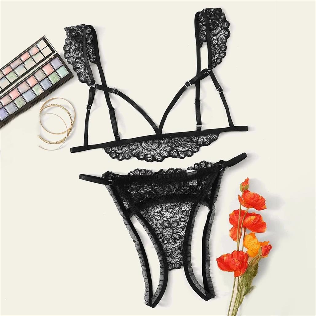 

pyjamas lingerie plus size womens sleepwears lace bra thong underwear set black sleepwear pajamas for, Black;red