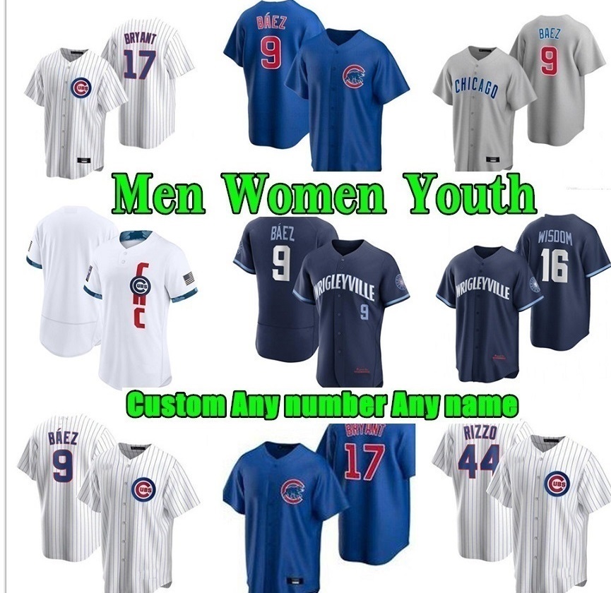 

Chicagos 2021 custom Baseball Jersey 9 Javier Baez 44 Anthony Rizzo Willson Contreras 17 Kris Bryant Ryne Sandberg jason heyward ian happ Cubs Men Women Kids Jerseys, As shown in illustration