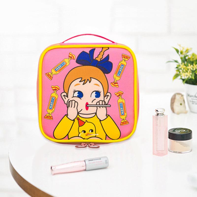 

Cosmetic Bag With Handles Cute Girl Cartoon Print Large Capacity Square Makeup Bags & Cases