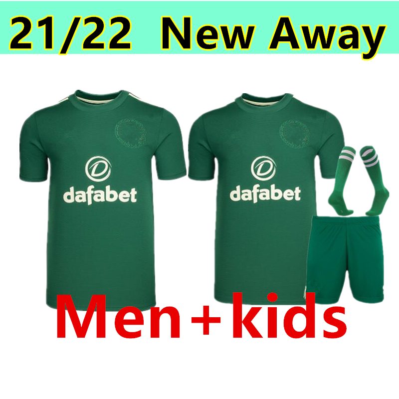 

21/22 Celtic soccer jerseys new away green EDOUARD JOHNSTON GRIFFITHS McGREGOR Maillots de fooT FORREST men+kids football Shirts uniforms, 21/22 away