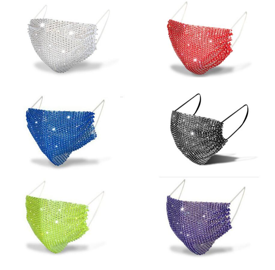 

Fashion Designer Party Masks High Quality Crystal Rhinestone Mask Cotton Solid Color Washable 95% Filtration Efficiency Dustproof Prevention