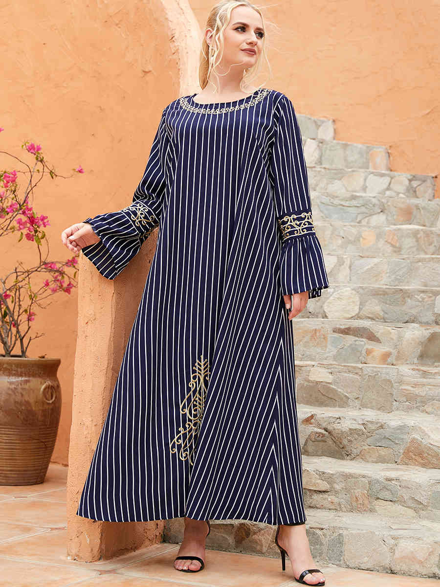 

Casual Dresses Eid Abaya Dubai Turkey Arab Muslim Hijab Maxi Dress Ramadan Islam Plus Size for Women Morocco Vestidos Robe Soiree, Blue